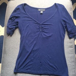 INC navy half sleeve v-neck top